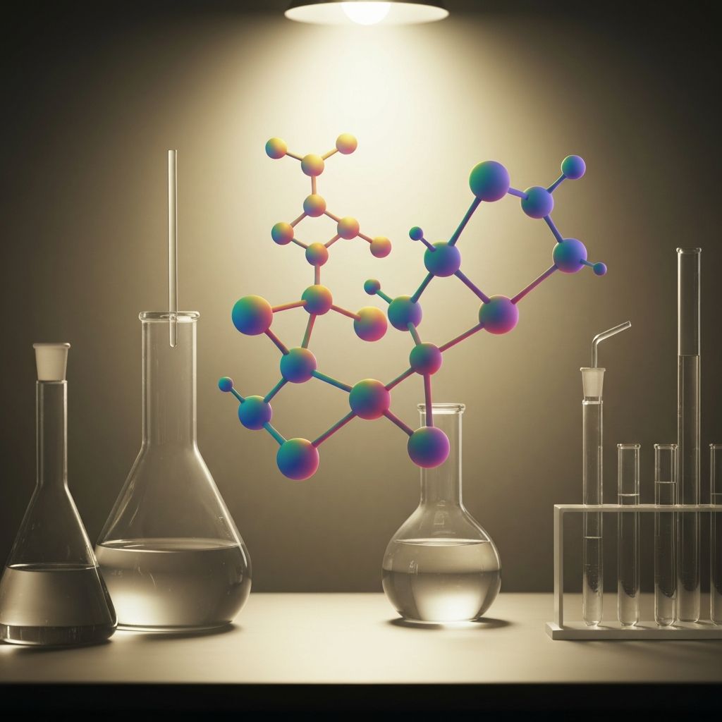 Abstraktná vedecká vizualizácia molekulárnej štruktúry s teoretickým osvetlením